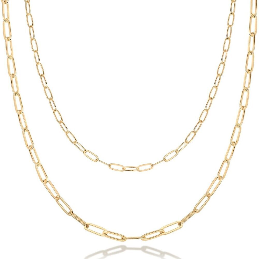 14K Gold Plated Dainty Layering Necklaces for Women | Snake Chain, Curb Link, Pa
